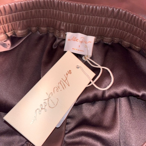 Allie Rose Dark Brown Leather Shorts With Elastic Waistband NWT - Picture 7 of 7